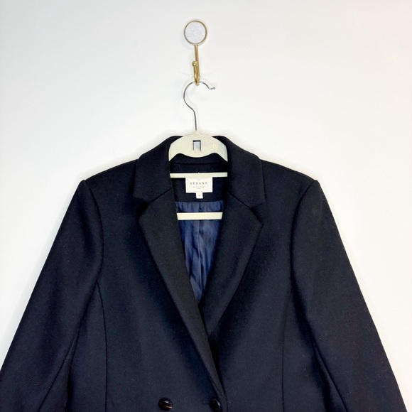 Sezane Johnson Wool Double Breasted Coat Black Size 38 - Picture 3 of 8
